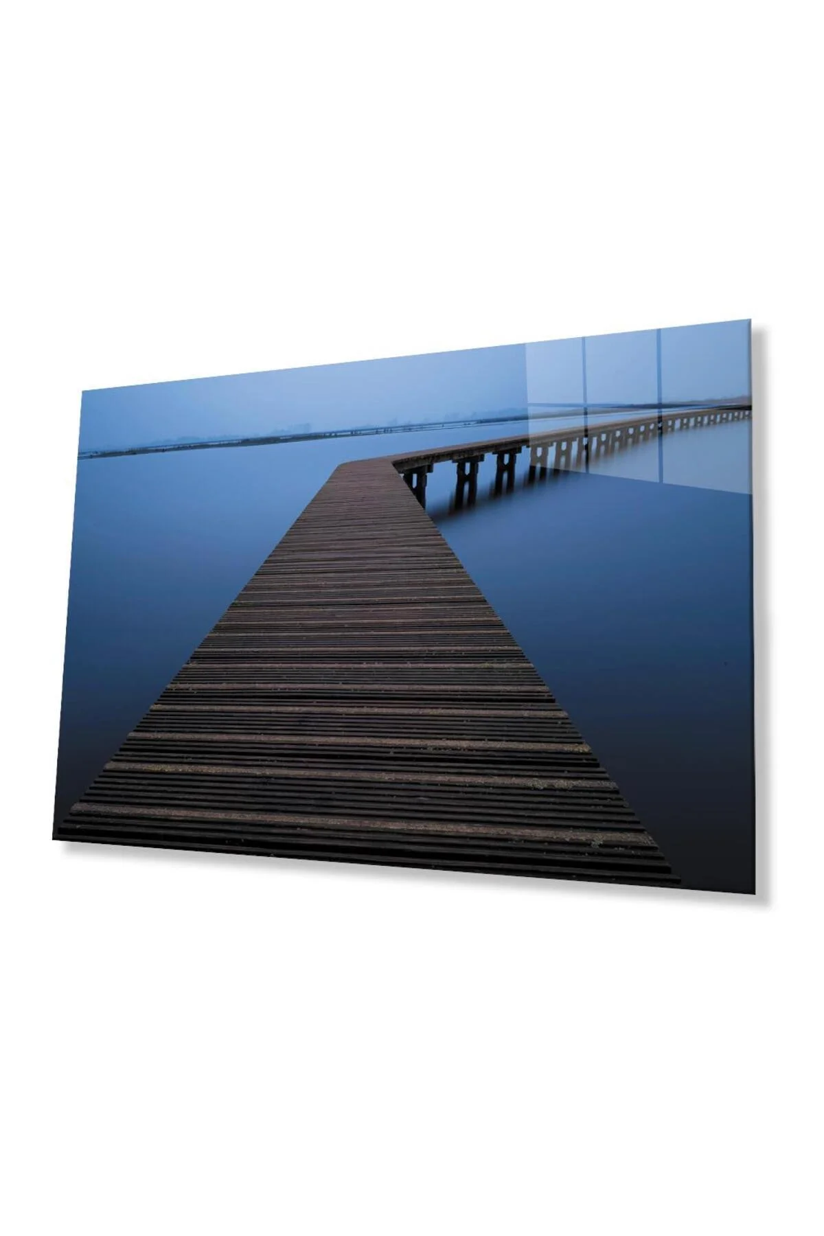 Deniz İskele Mavi Cam Tablo 4mm Dayanıklı Temperli Cam Marine Pier Blue Glass Table 4mm Durable Tem