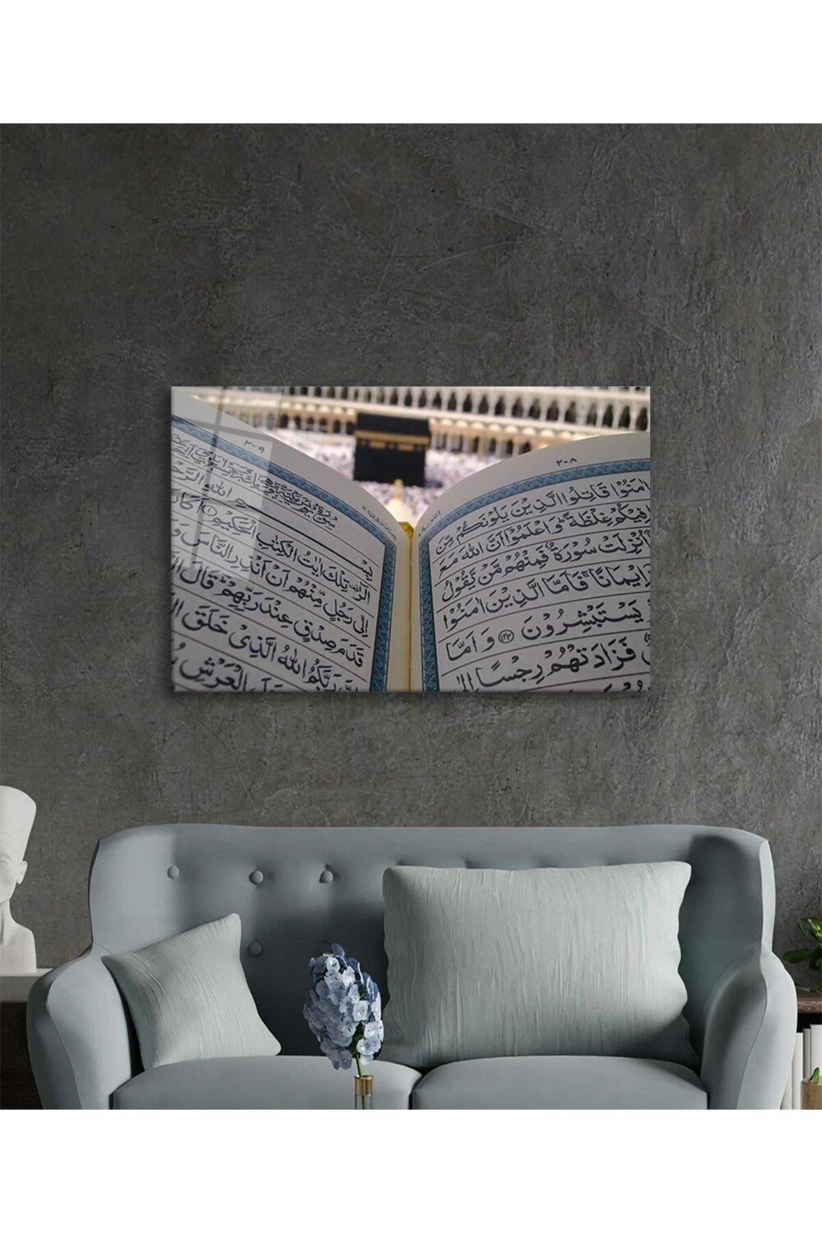 Kuran ve Kabe Dini İslami Duvar Dekoru Kaligrafi Cam Tablo 4mm Dayanıklı Temperli Cam - BYCAGRİ Görsel 2