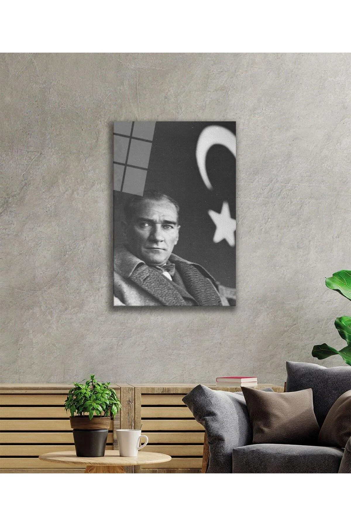Atatürk Cam Tablo 4mm Dayanıklı Temperli Cam, Atatürk Glass Wall Art - BYCAGRİ Görsel 2