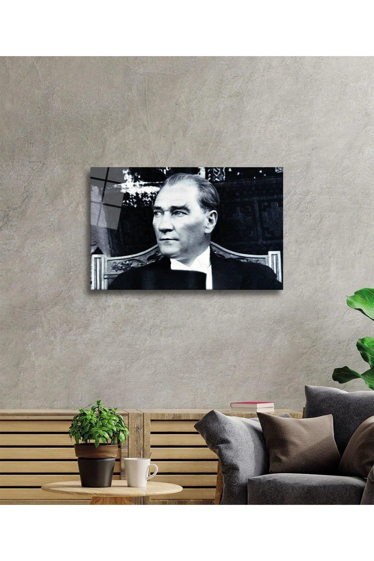 Atatürk Cam Tablo 4mm Dayanıklı Temperli Cam, Atatürk Glass Wall Art - BYCAGRİ Görsel 2