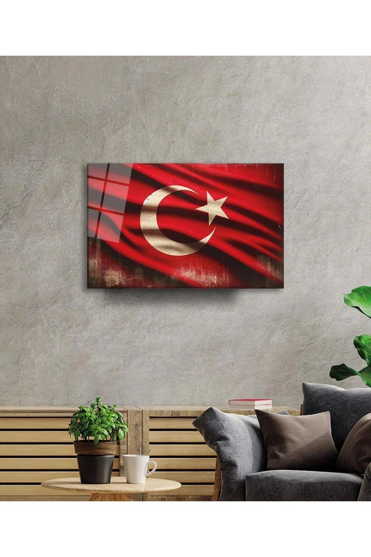 Milli Görkem Cam Tablo Hediyelik Büyük Tablo Ev Ofis Dekoru - BYCAGRİ Görsel 3