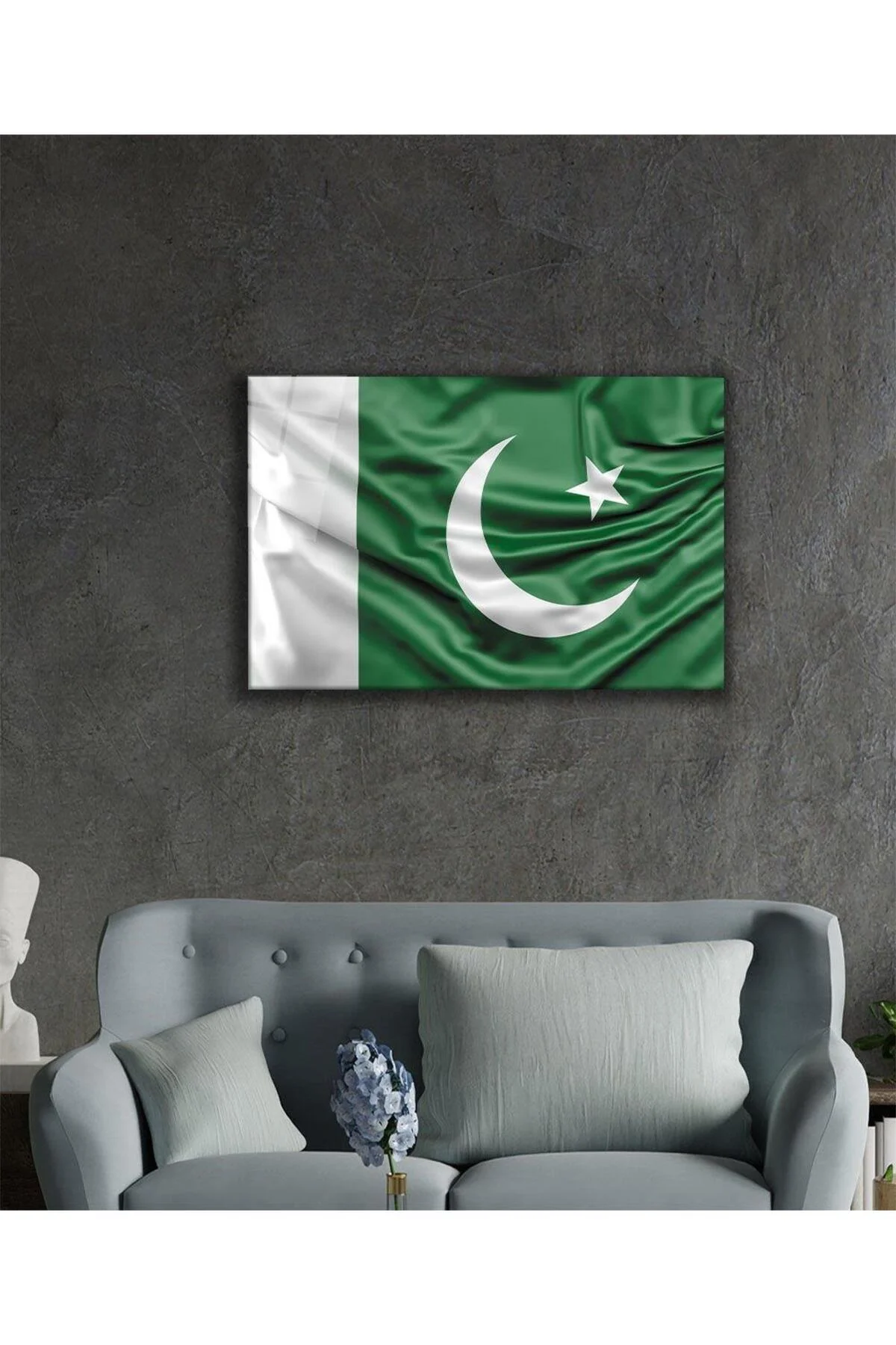 Pakistan Bayrağı Cam Tablo 4mm Dayanıklı Temperli Cam, Pakistan Flag Glass Wall Art - BYCAGRİ Görsel 2