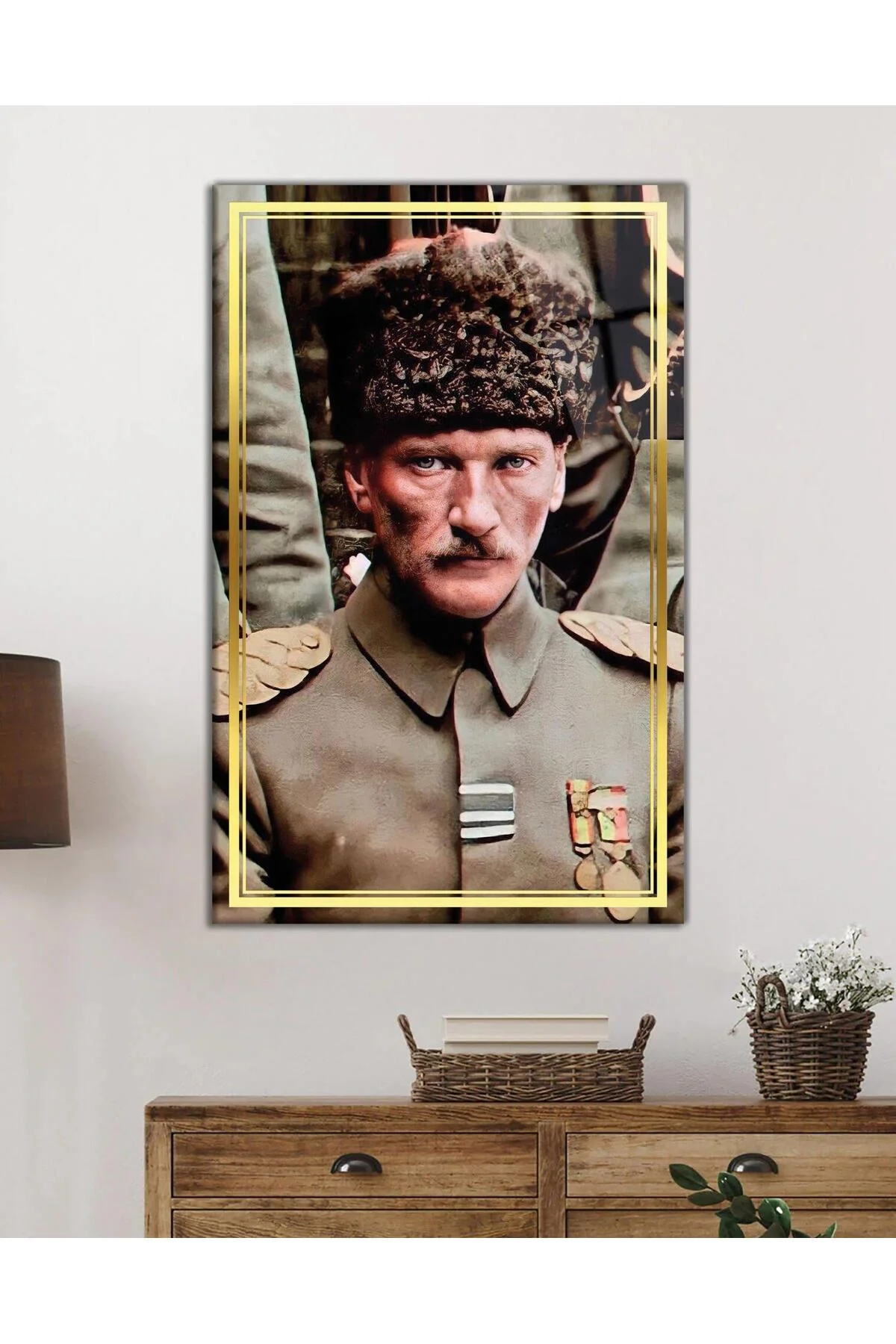 Atatürk Portre Dikey Cam Tablo Hediyelik Büyük Tablo Ev Ofis Dekoru - BYCAGRİ Görsel 2