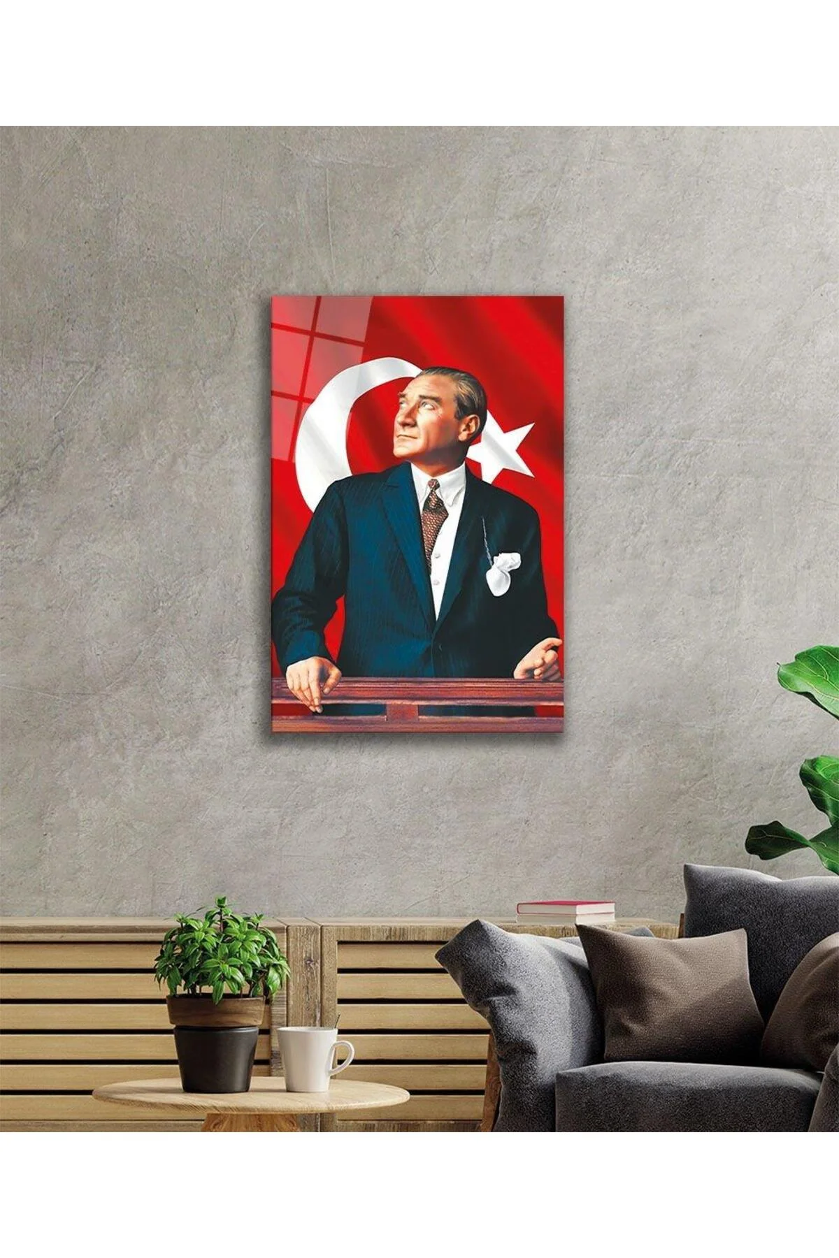 Atatürk Cam Tablo 4mm Dayanıklı Temperli Cam, Atatürk Glass Wall Art - BYCAGRİ Görsel 2