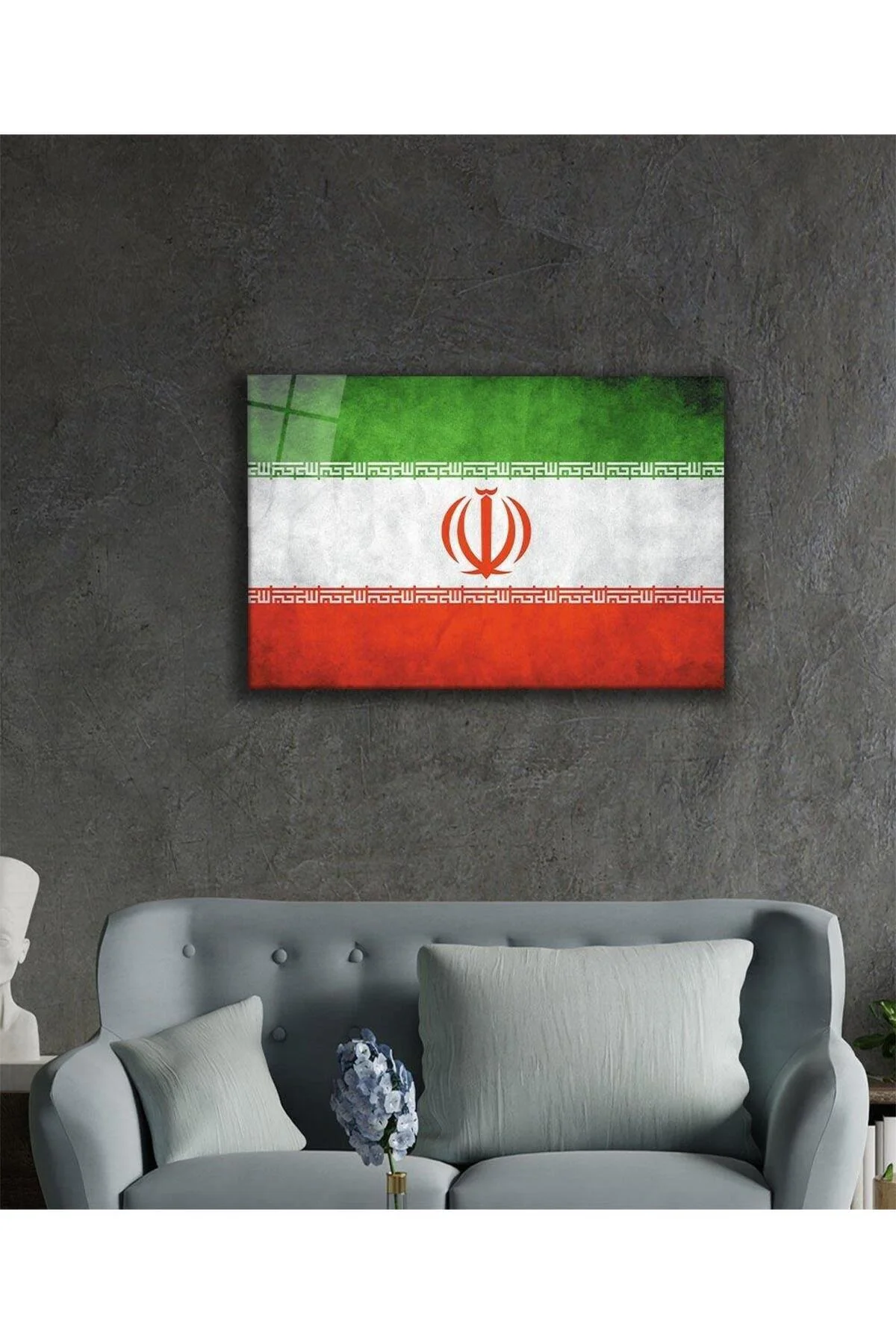 İran Cam Tablo 4mm Dayanıklı Temperli Cam, Iran Flag Glass Wall Art - BYCAGRİ Görsel 2