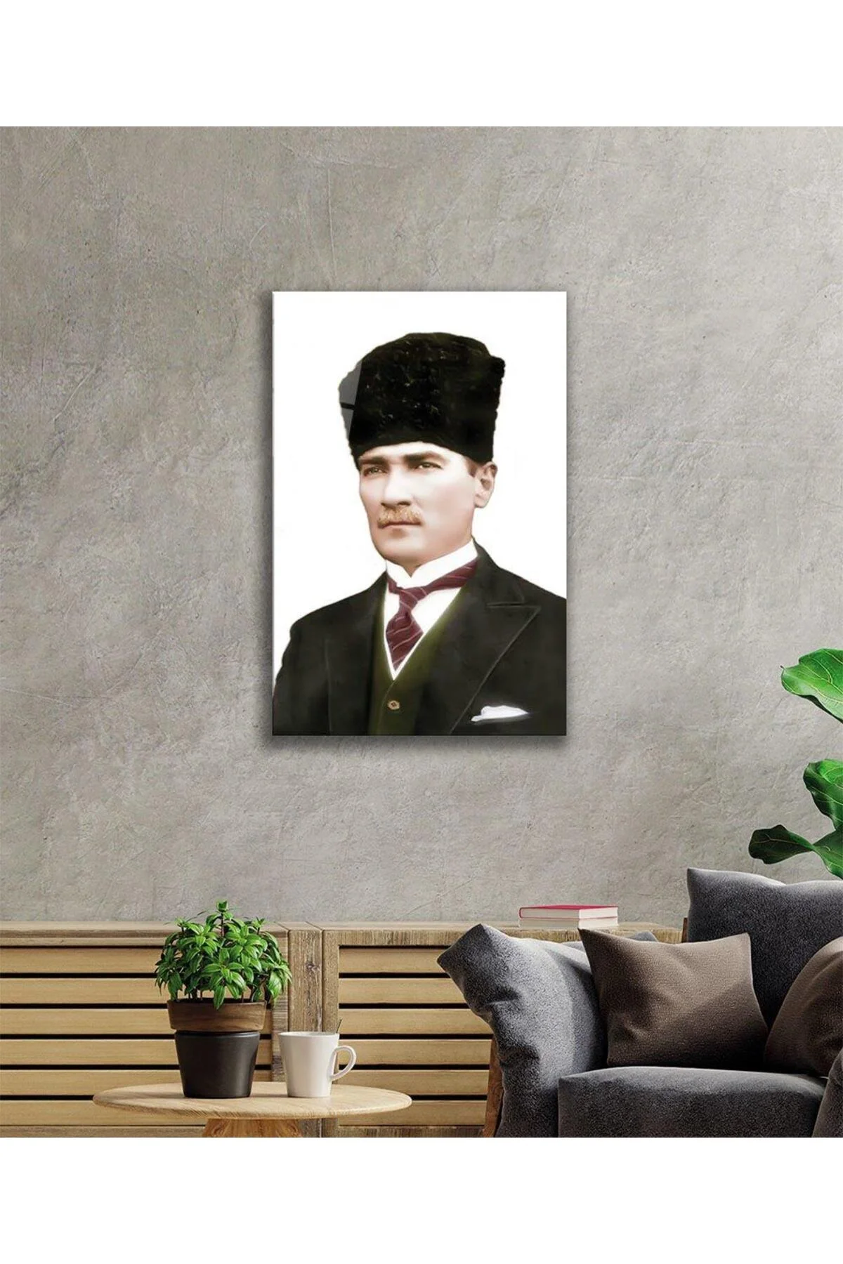 Atatürk Cam Tablo 4mm Dayanıklı Temperli Cam, Atatürk Glass Wall Art - BYCAGRİ Görsel 2