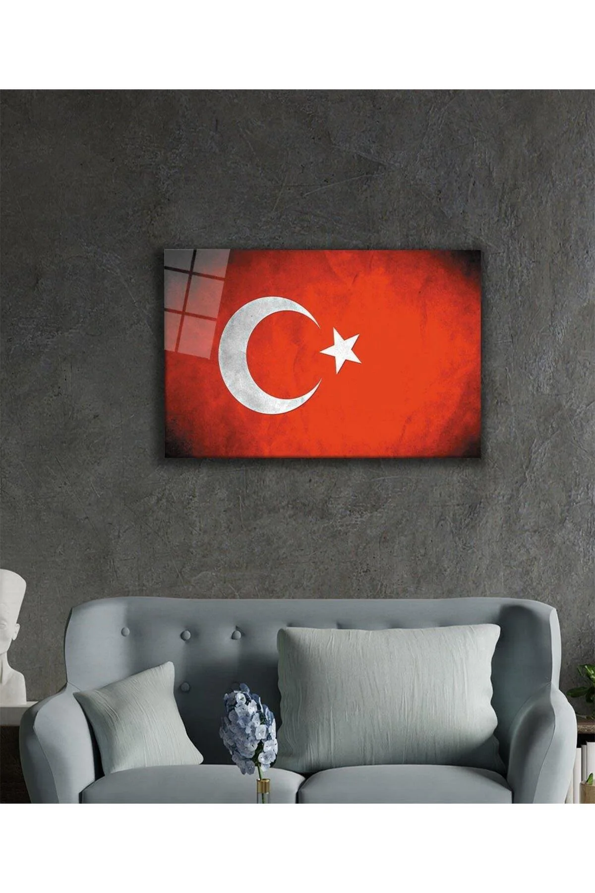 Türk Bayrağı Cam Tablo 4mm Dayanıklı Temperli Cam, Turkish Flag Glass Wall Art - BYCAGRİ Görsel 2