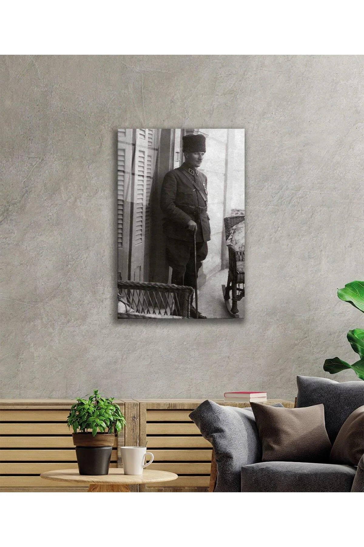 Atatürk Cam Tablo 4mm Dayanıklı Temperli Cam, Atatürk Glass Wall Art - BYCAGRİ Görsel 2