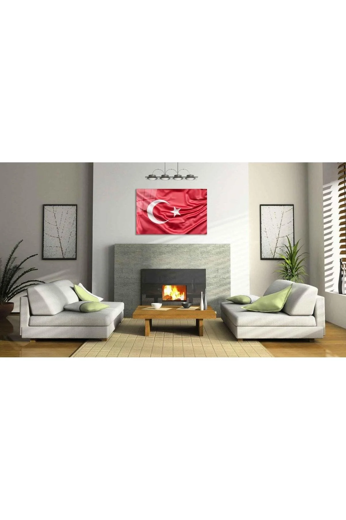 Türk Bayrağı Cam Tablo 4mm Dayanıklı Temperli Cam, Turkish Flag Glass Wall Art - BYCAGRİ Görsel 2