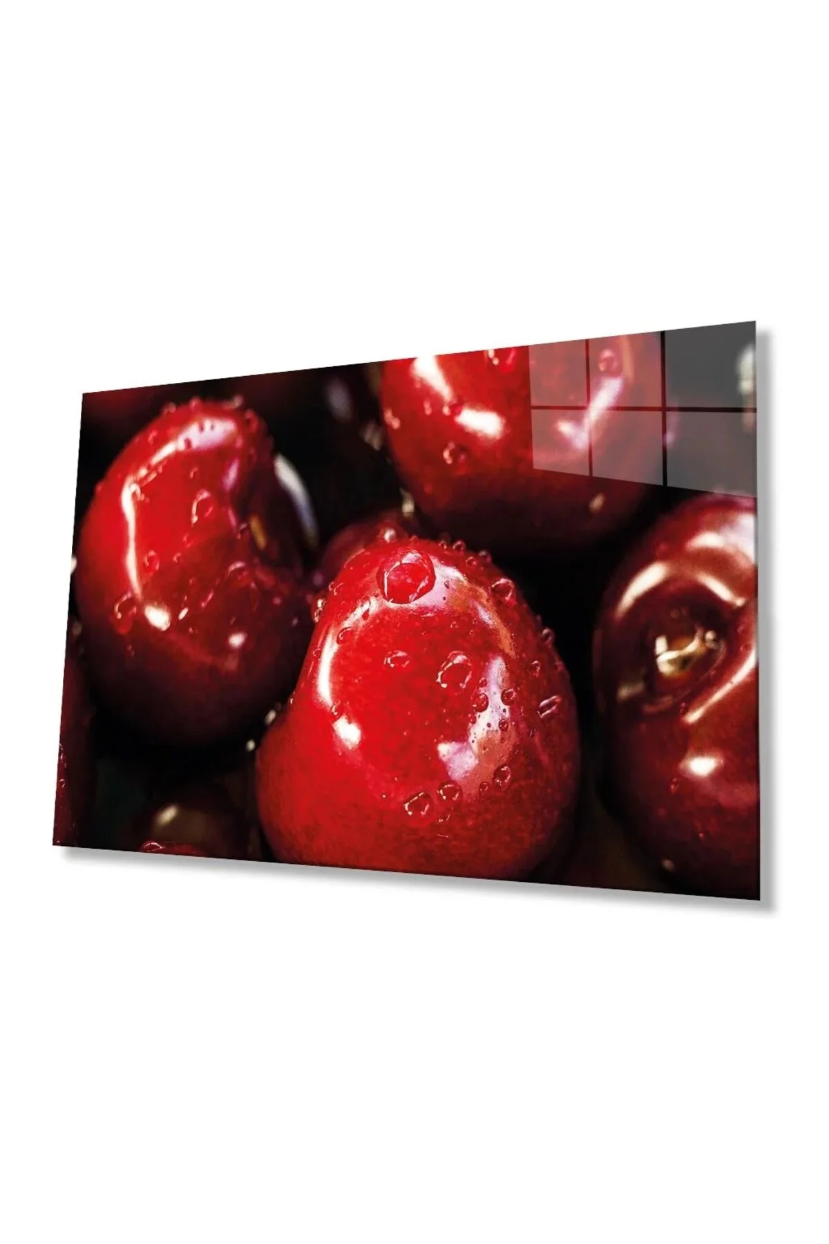 Kirazlar Cam Tablo 4mm Dayanıklı Temperli Cam, Cherries Glass Wall Art
