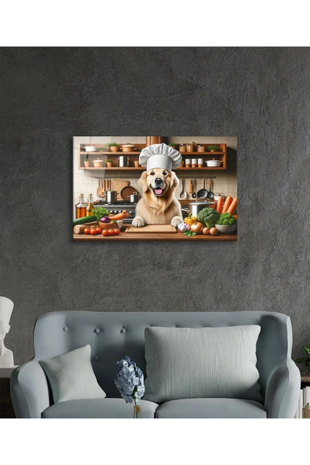 Köpek Görseli Ocak Arkası Koruyucu Modern Cam Yapay Zeka Hediyelik Büyük Tablo Ev Ofis Dekoru 4mm Da - BYCAGRİ Görsel 3