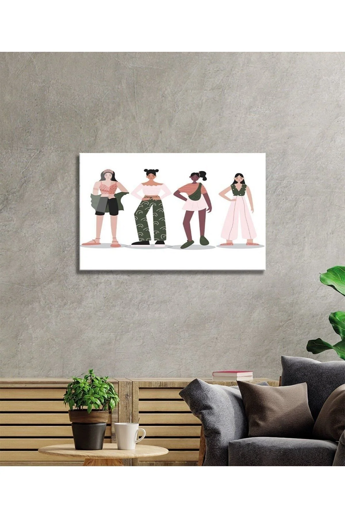 İllüstrasyon Karikatür Kızlar Cam Tablo, Ev ve Ofis Duvar Dekoru, Hediyelik Büyük Temperli Cam Tablo - dekorcumshop Görsel 4