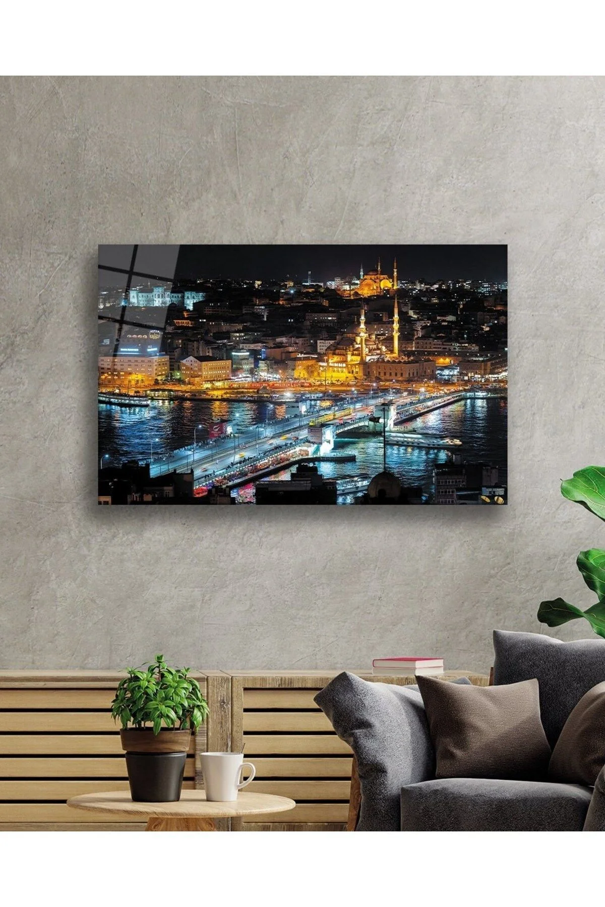 İstanbul Gece Manzarası 4mm Dayanıklı Cam Tablo Temperli Cam - BYCAGRİ Görsel 2
