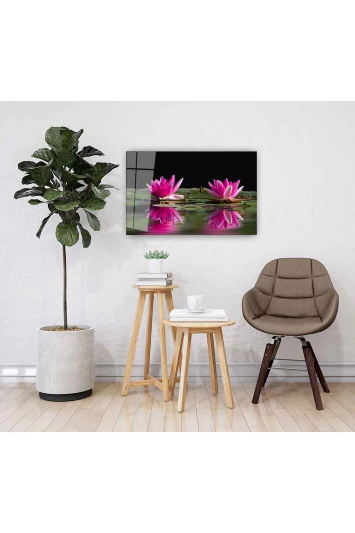 Lotus Çiçeği Cam Tablo 4mm Dayanıklı Temperli Cam - Home Görsel 2