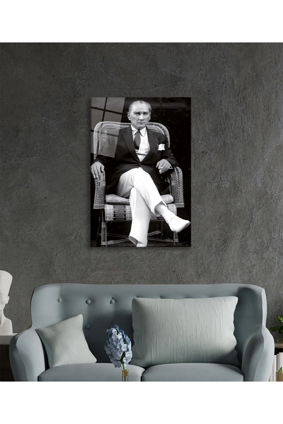Atatürk Portresi Cam Tablo, Ev ve Ofis Duvar Dekoru, Hediyelik Büyük Temperli 4 mm Cam Tablo - BYCAGRİ Görsel 3