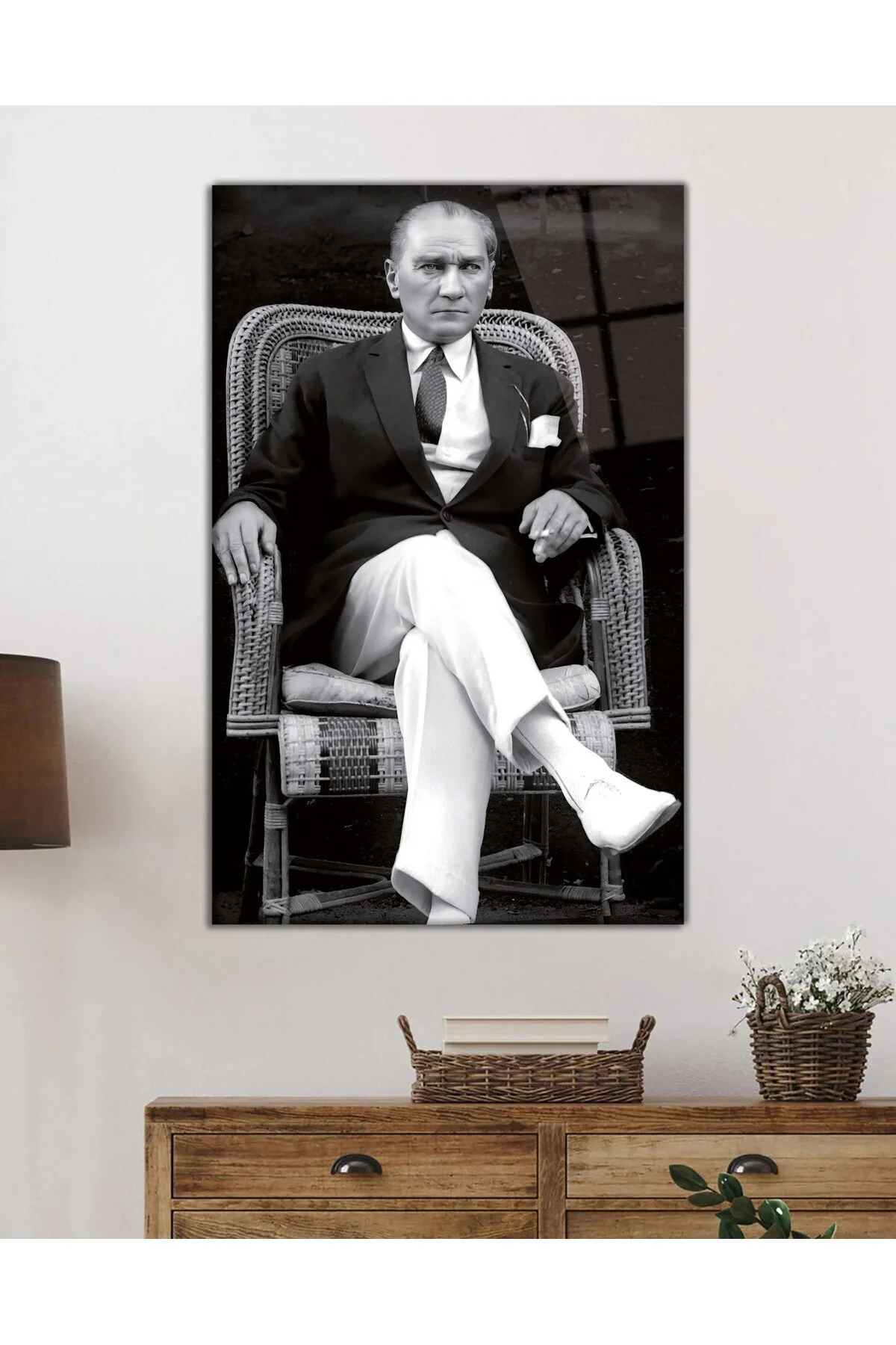 Atatürk Portresi Cam Tablo, Ev ve Ofis Duvar Dekoru, Hediyelik Büyük Temperli 4 mm Cam Tablo - BYCAGRİ Görsel 2