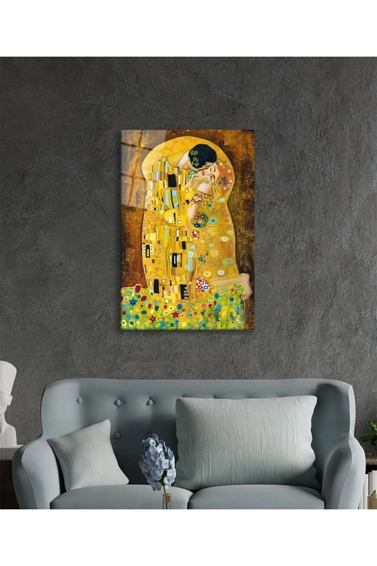 Gustav Klimt Öpücük Cam Tablo, Ev ve Ofis Duvar Dekoru, Hediyelik Büyük Temperli 4 mm Cam Tablo - BYCAGRİ Görsel 3