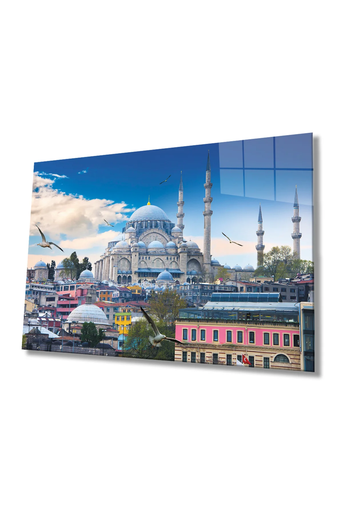 Istanbul Cami Manzara 4mm Dayanıklı Cam Tablo Temperli Cam 72x46