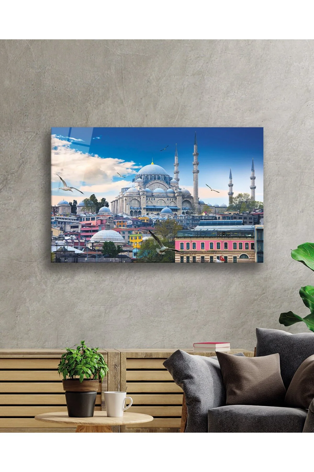 Istanbul Cami Manzara 4mm Dayanıklı Cam Tablo Temperli Cam 72x46 - BYCAGRİ Görsel 2