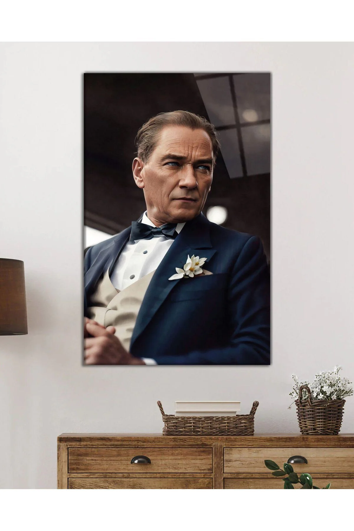 Yapay Zeka Atatürk Portresi Cam Tablo, Ev ve Ofis Duvar Dekoru, Hediyelik Büyük Temperli Cam Tablo - BYCAGRİ Görsel 2