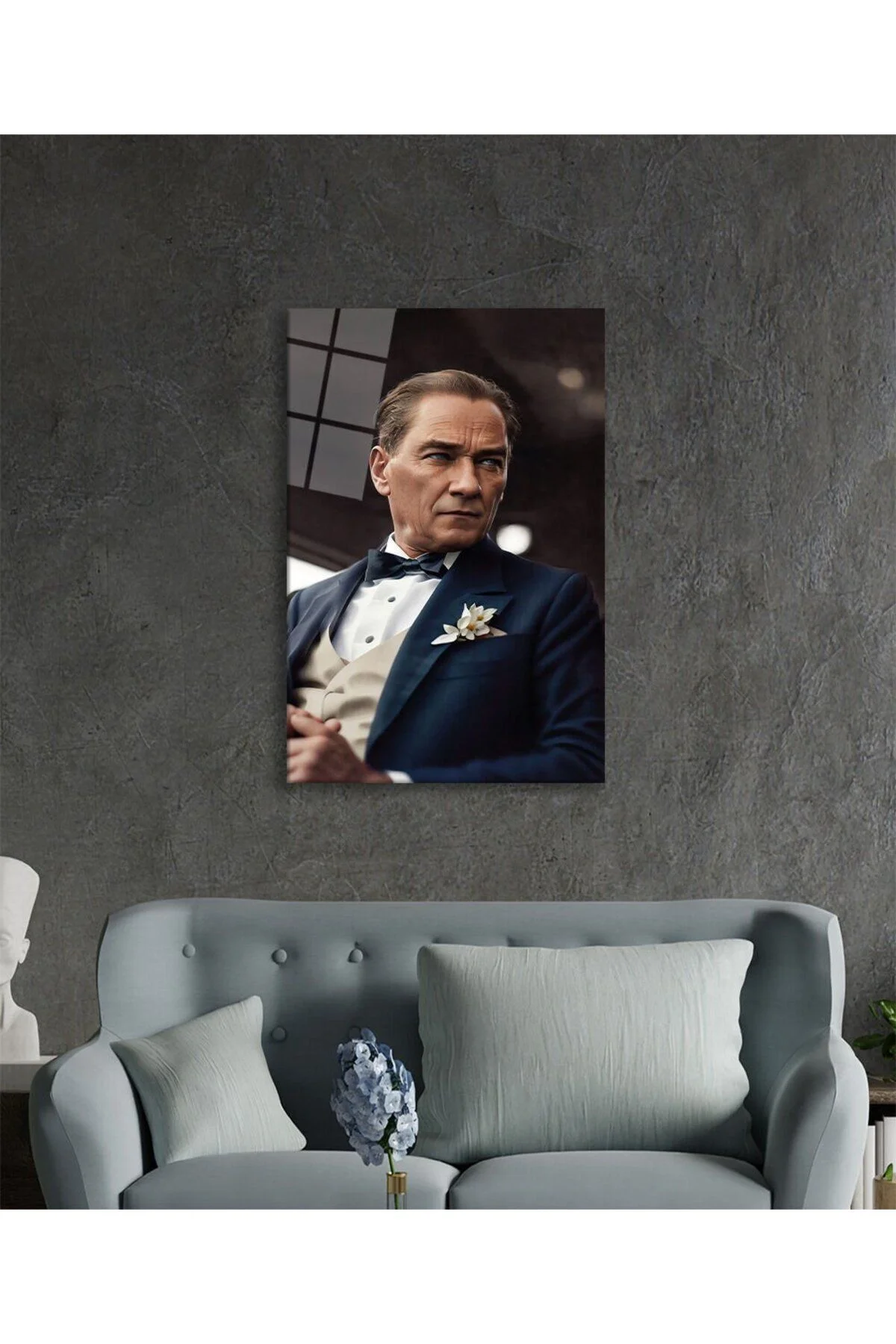 Yapay Zeka Atatürk Portresi Cam Tablo, Ev ve Ofis Duvar Dekoru, Hediyelik Büyük Temperli Cam Tablo - BYCAGRİ Görsel 3