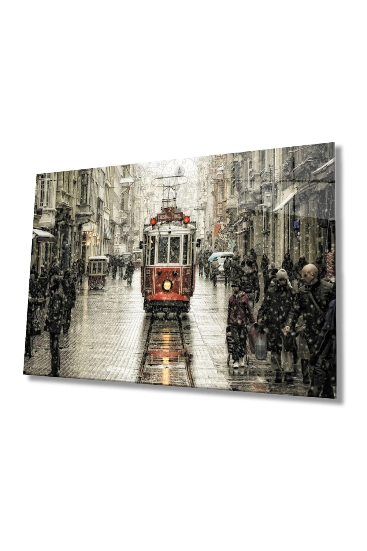 YB Istanbul Istiklal Caddesi Manzara Dayanıklı Cam Tablo Hediye