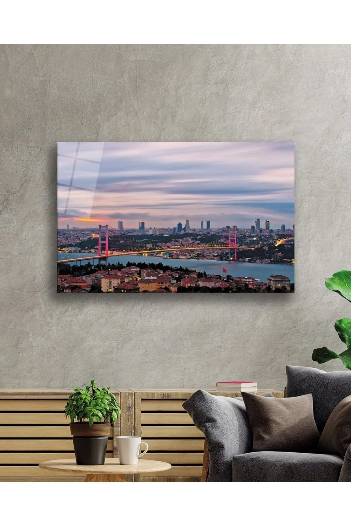 Istanbul Boğazı Manzara 4mm Dayanıklı Cam Tablo Temperli Cam 110x70 - Nar Görsel 2