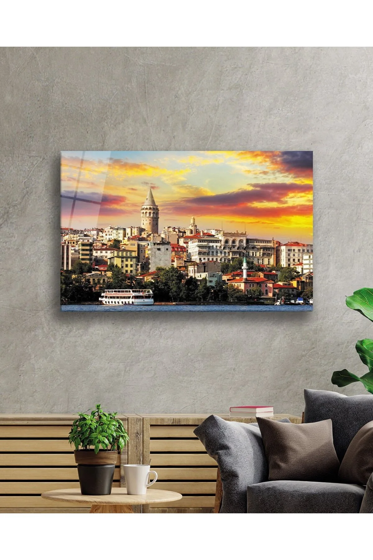 İstanbul Galata Kulesi Manzara 4mm Dayanıklı Cam Tablo Temperli Cam - BYCAGRİ Görsel 2