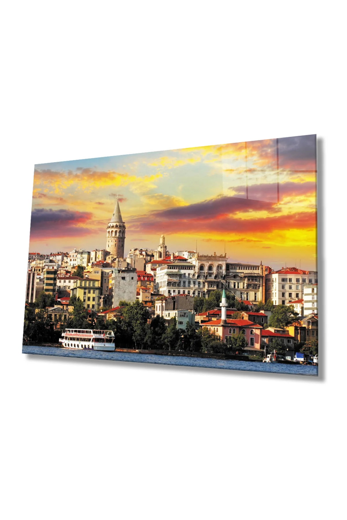 İstanbul Galata Kulesi Manzara 4mm Dayanıklı Cam Tablo Temperli Cam