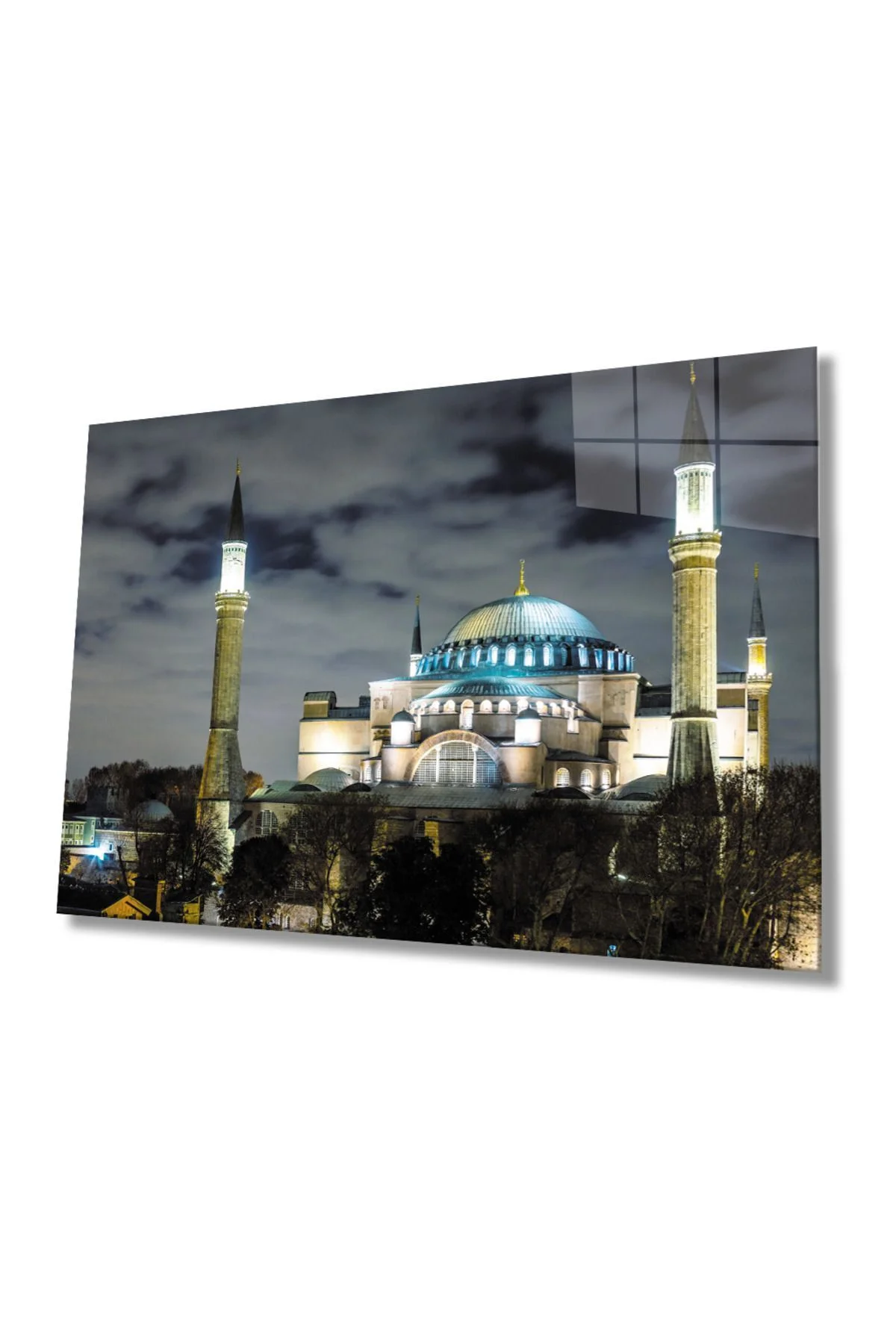 Istanbul Cami Manzara 4mm Dayanıklı Temalı Modern Uv Dijital Baskı Dekoratif Cam Tablo Temperli Cam
