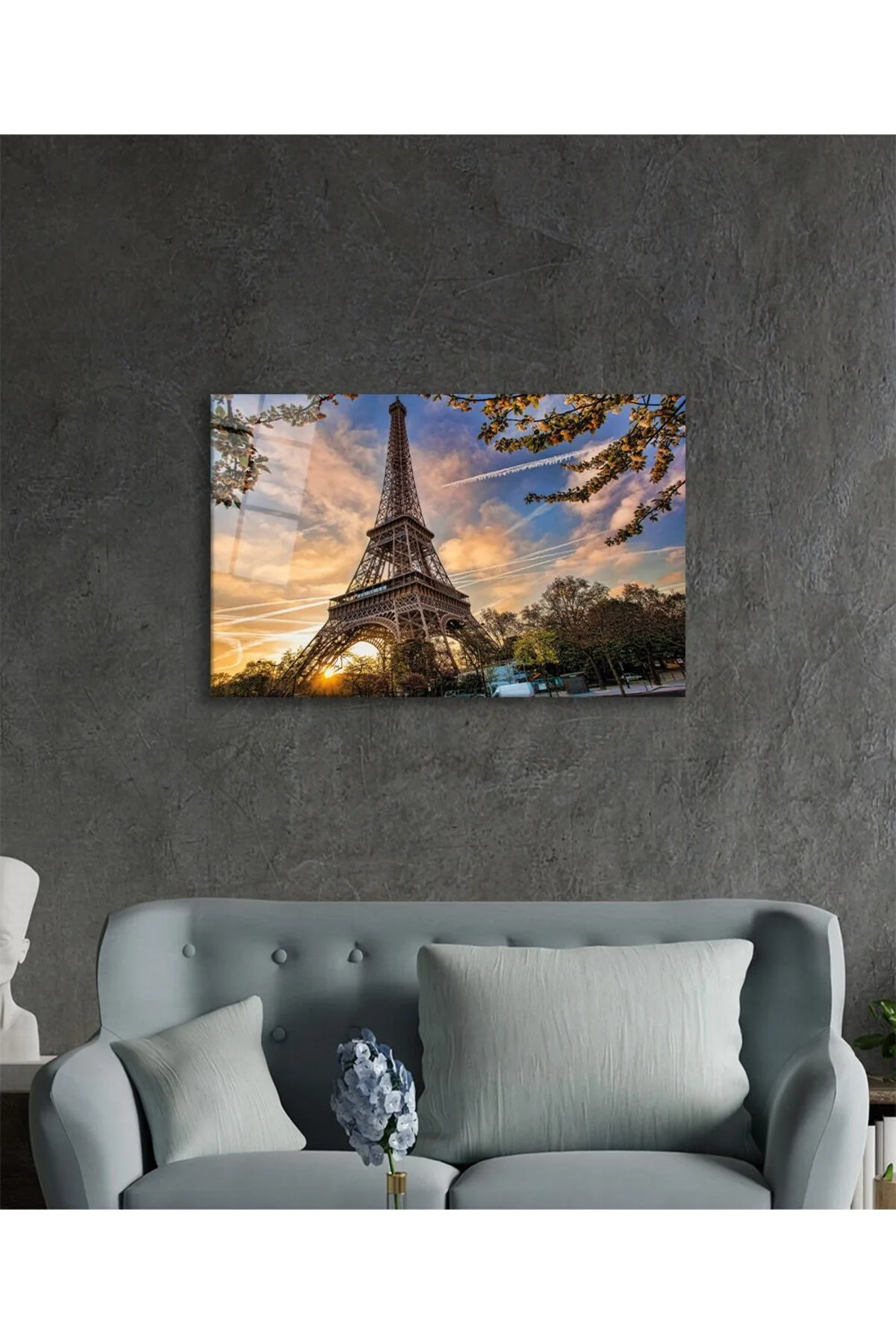 Fransa Paris Eyfel Kulesi Cam Tablo, Ev ve Ofis Duvar Dekoru, Hediyelik Büyük Temperli Cam Tablo - BYCAGRİ Görsel 3