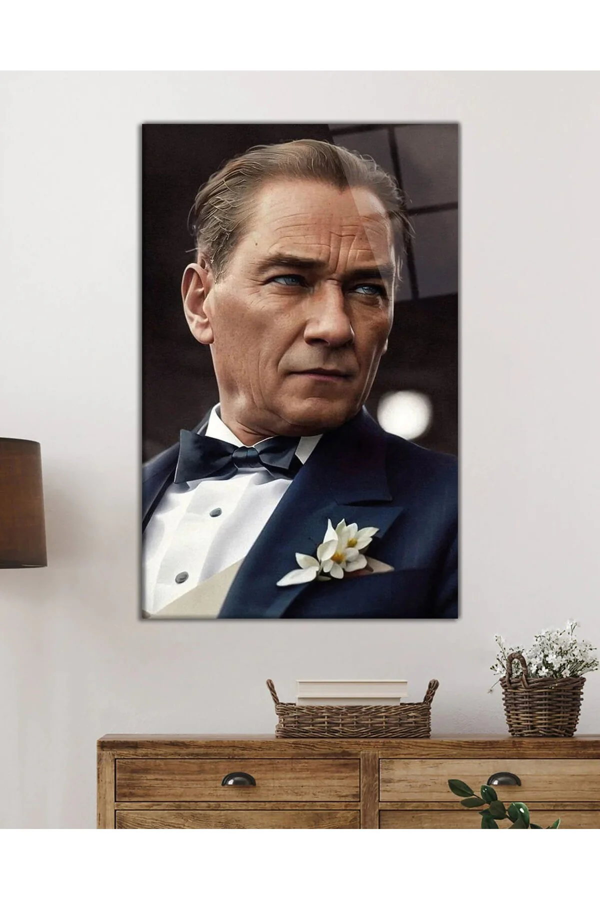 Yapay Zeka Atatürk Portresi Cam Tablo, Ev ve Ofis Duvar Dekoru, Hediyelik Büyük Temperli Cam Tablo - BYCAGRİ Görsel 2