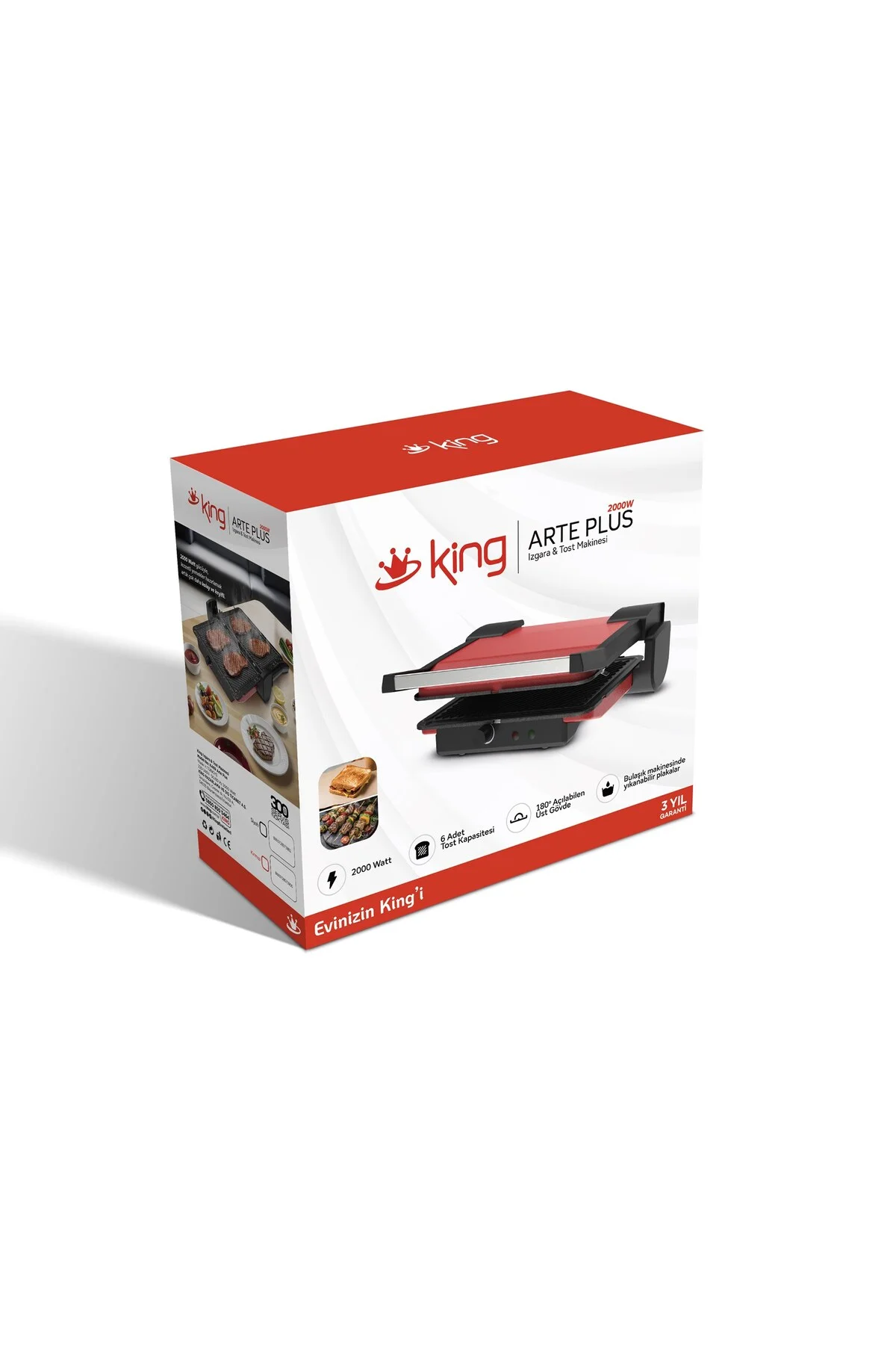 ARTE PLUS K469 TOST MAKİNESİ-KIRMIZI - King Görsel 5