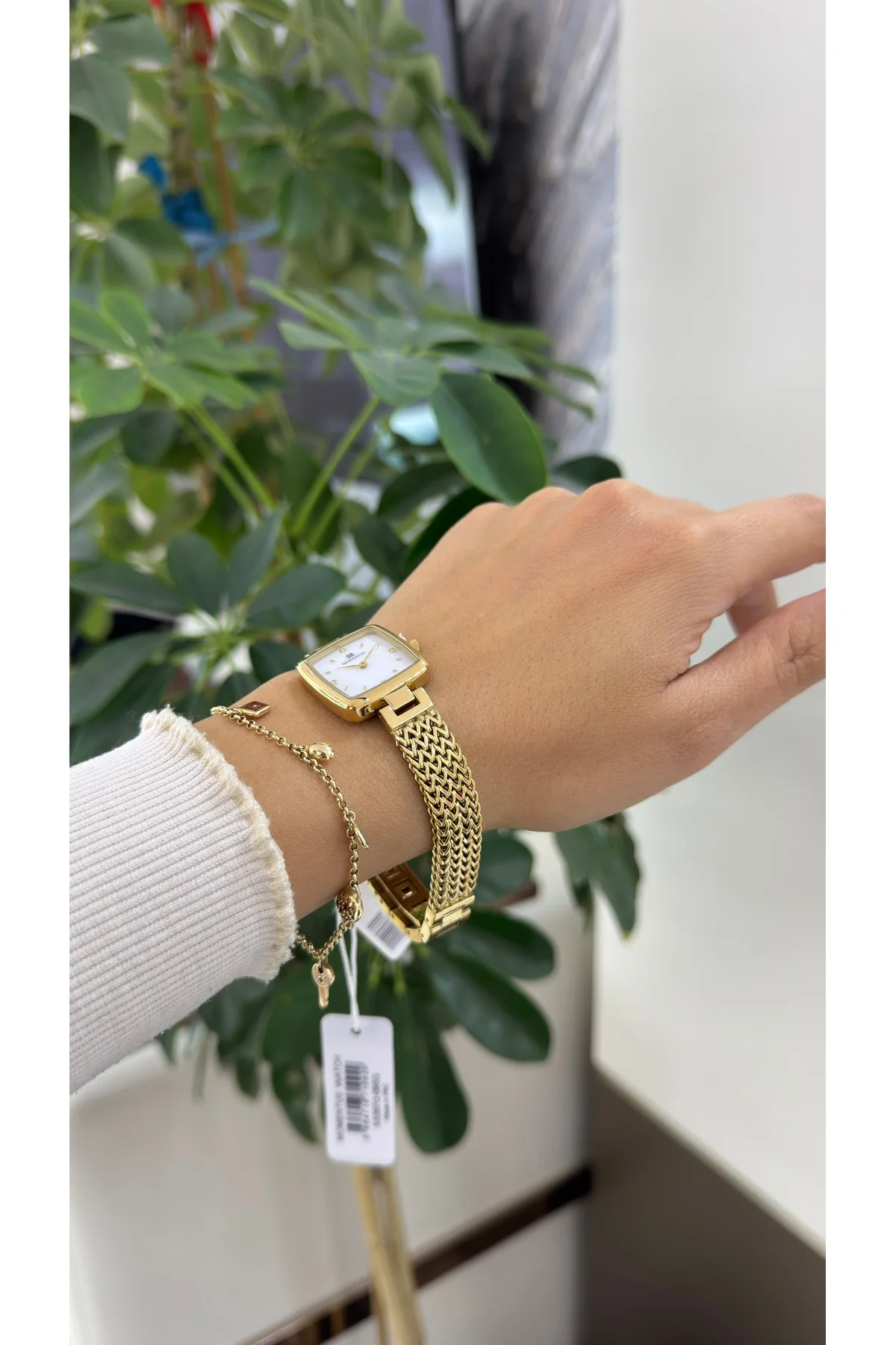 Momentus SS397G-09SG Kadın Saat Gold Çelik Hasır, Kadran, Taşlı Kare Kasa - TRİA SİLVER Görsel 5