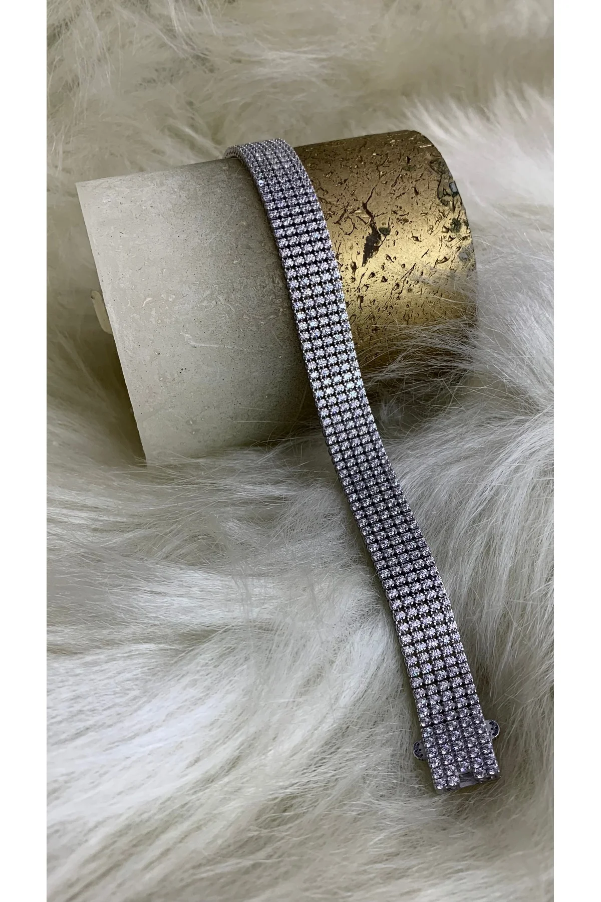 Gümüş Kadın Bileklik Işıltılı Zirkon Taşlı Özel Tasarım Yüksek Kalite Rodyum Kaplama