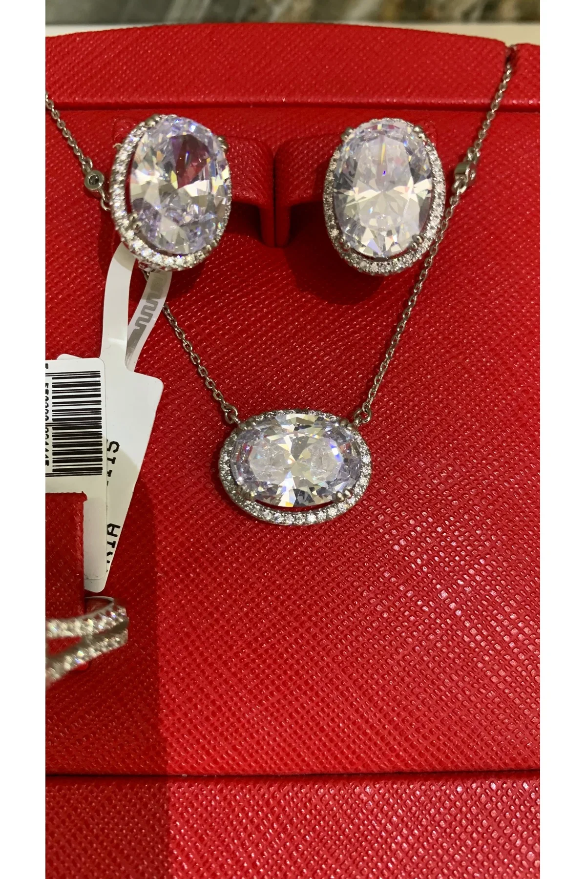 Oval Kesim Zirkon Taşlı 925 Ayar Gümüş Göz Alıcı 3'lü Set (Yüzük, Küpe, Kolye) - Işıltılı Tasarım - TRİA SİLVER Görsel 2