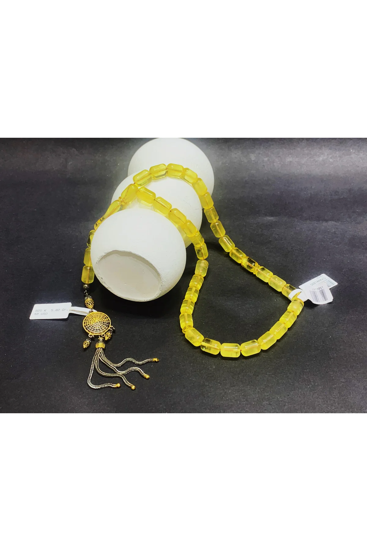 Baltık Mat Damla Kehribar Tesbih – 925 Ayar Gümüş Püskül ve Dreamcatcher Detaylı - TRİA SİLVER Görsel 4