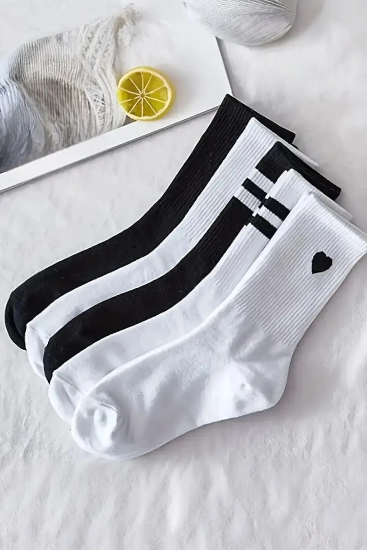 Dincer Group Unisex 5 Çift Premium Kalite Çemberli ve Çizgili Uzun Kolej Çorap - DINCERGROUP Görsel 4