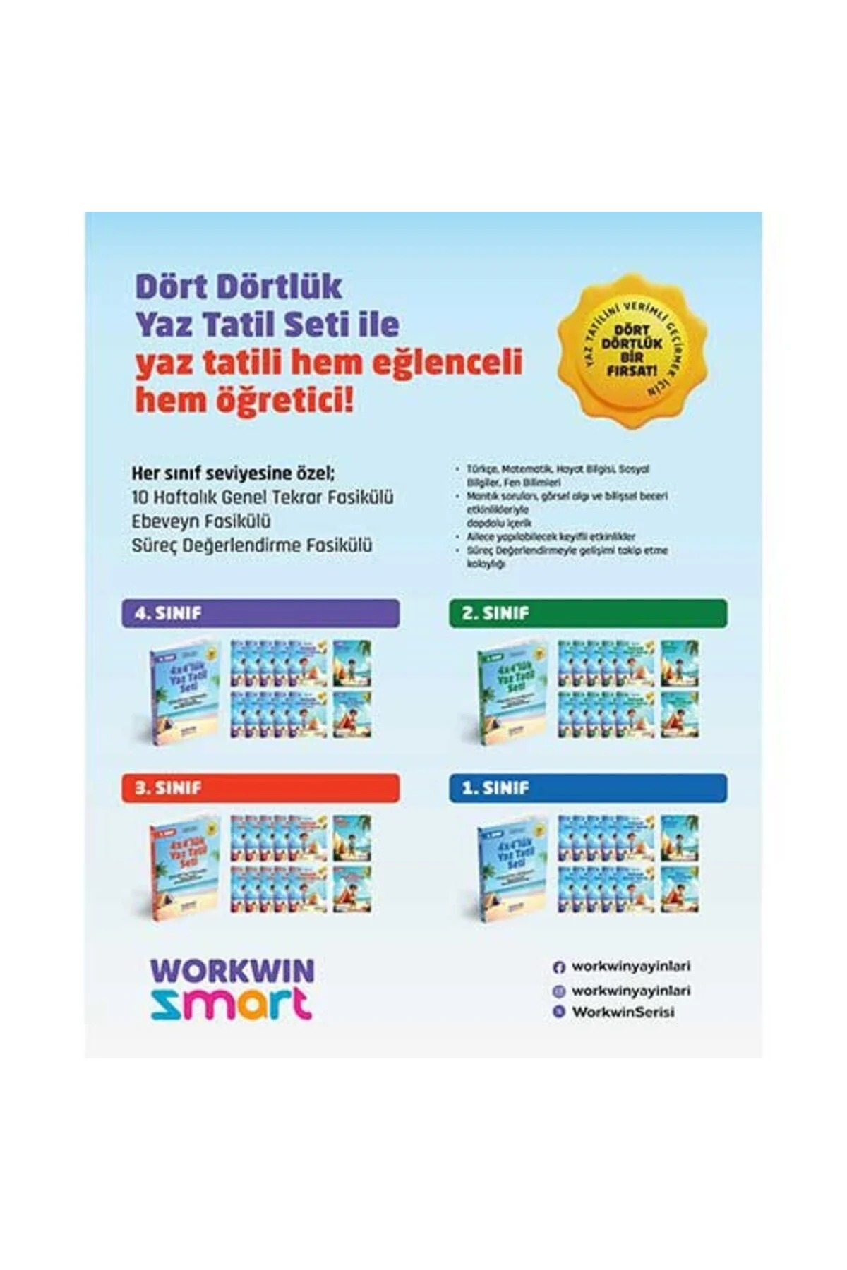 4. Sınıf 4x4'lük Tatil Tekrar Seti | 12 Fasikül+Bilişsel Etkinlikler-2025 - workwin Görsel 7