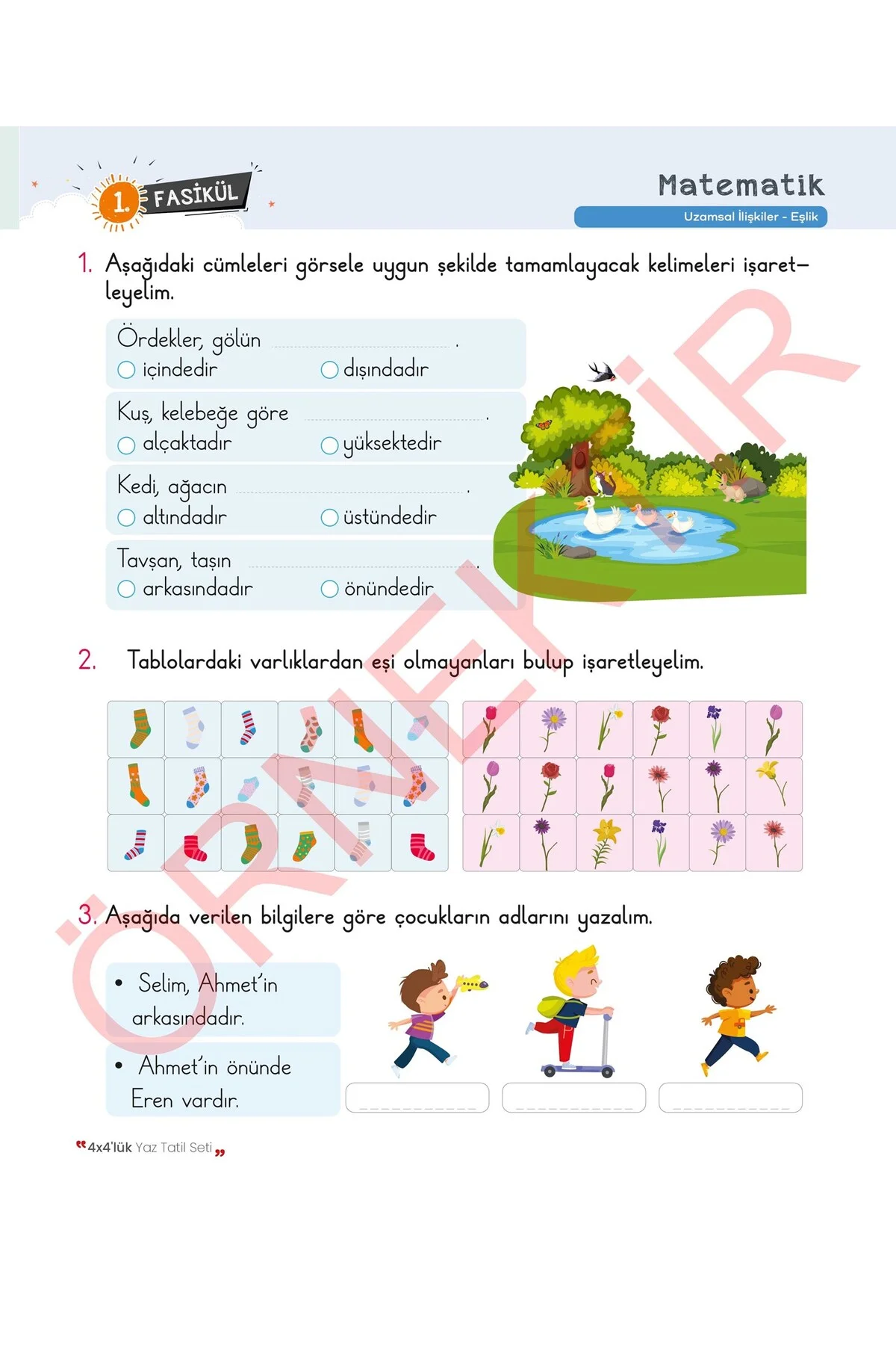 1. Sınıf 4x4'lük Tatil Tekrar Seti | 12 Fasikül+Bilişsel Etkinlikler-2025 - workwin Görsel 6