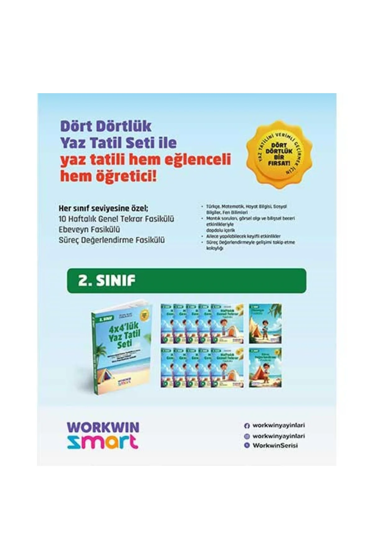2. Sınıf 4x4'lük Tatil Tekrar Seti | 12 Fasikül+Bilişsel Etkinlikler-2025 - workwin Görsel 3