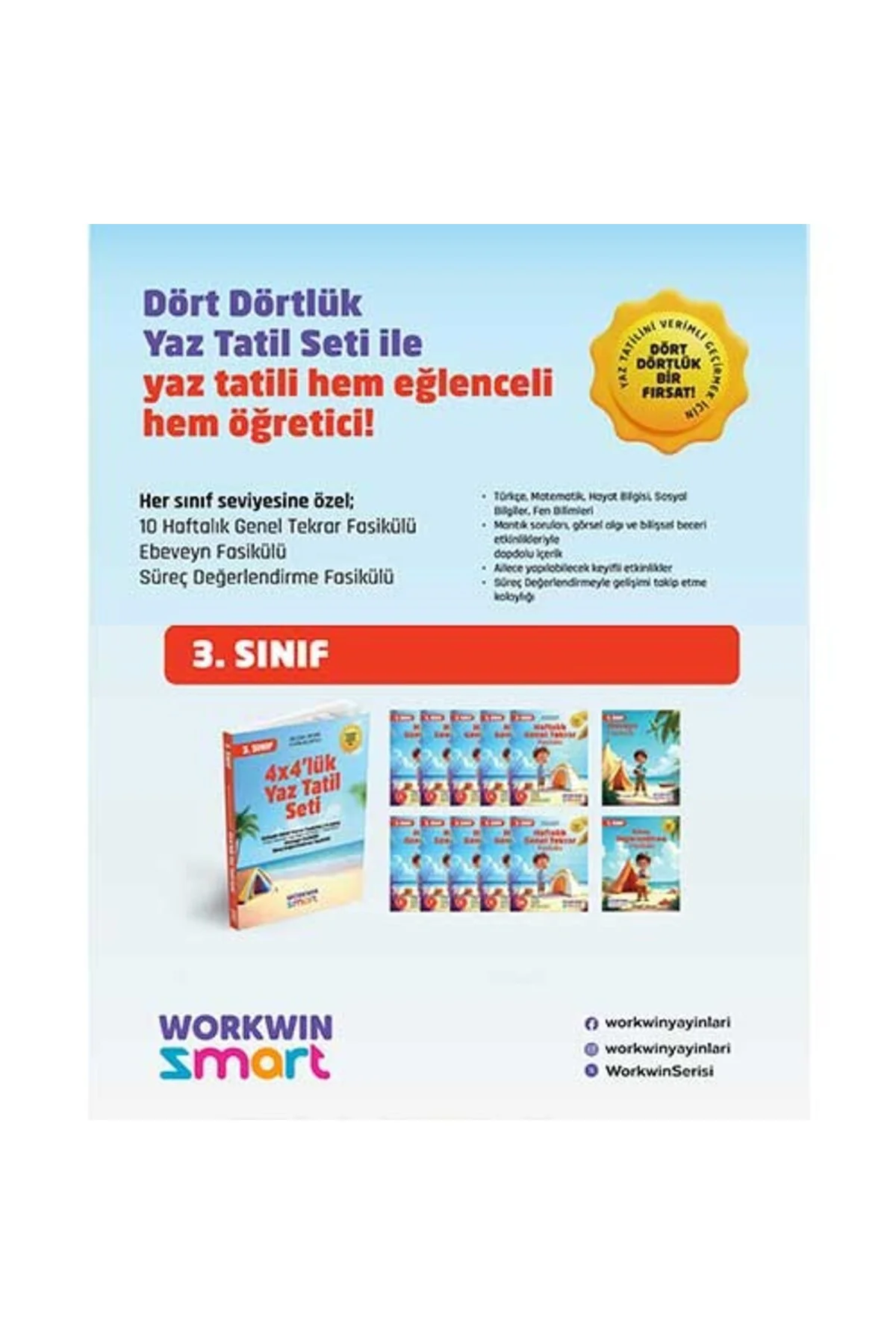 3. Sınıf 4x4'lük Tatil Tekrar Seti | 12 Fasikül+Bilişsel Etkinlikler-2025 - workwin Görsel 3