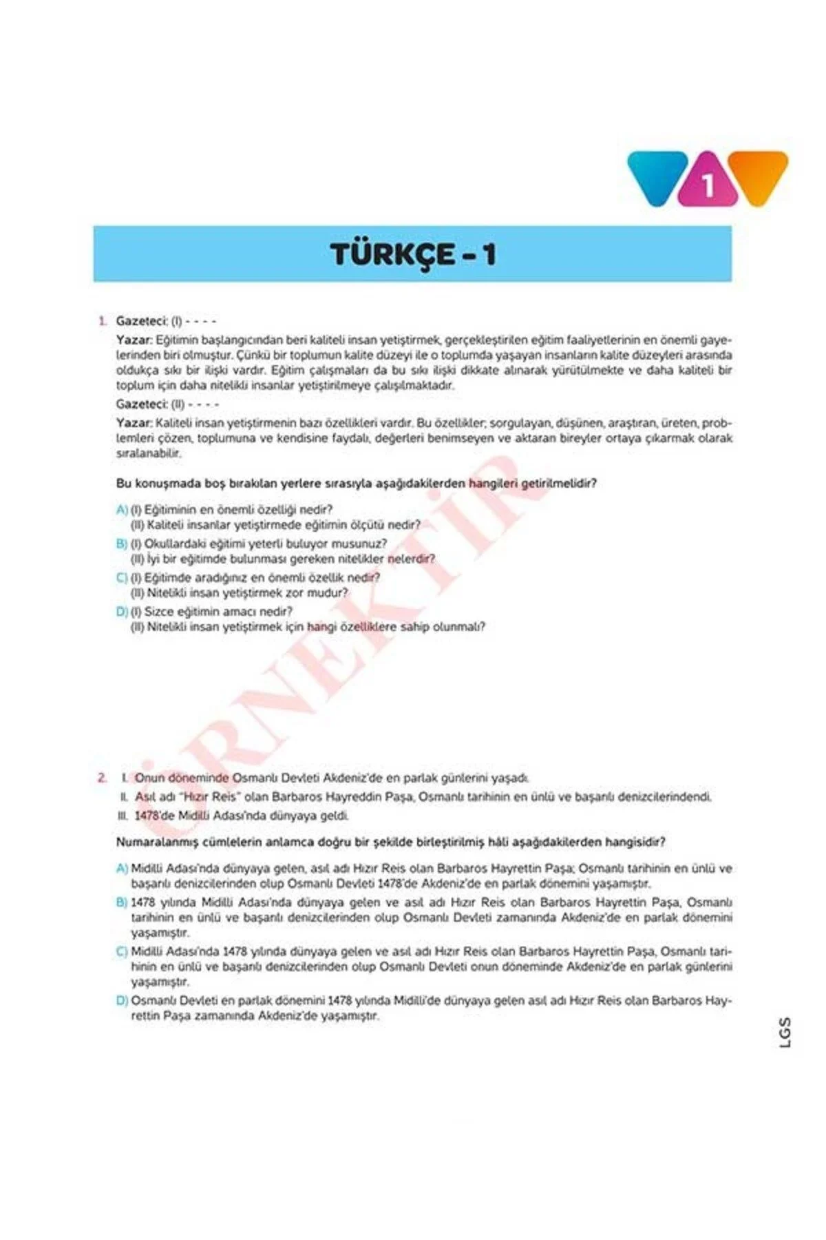 LGS TÜRKÇE 10'LU Branş Denemeleri | Video Çözümlü | MEB Müfredatına Uygun - workwin Görsel 2