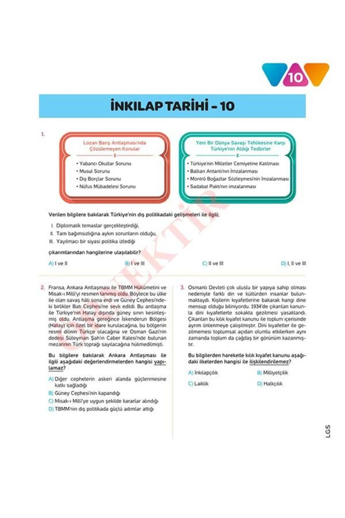 LGS İNKILAP TARİHİ – DİN KÜLTÜRÜ – İNGİLİZCE 10'LU Branş Denemeleri | Video Çözümlü - workwin Görsel 4