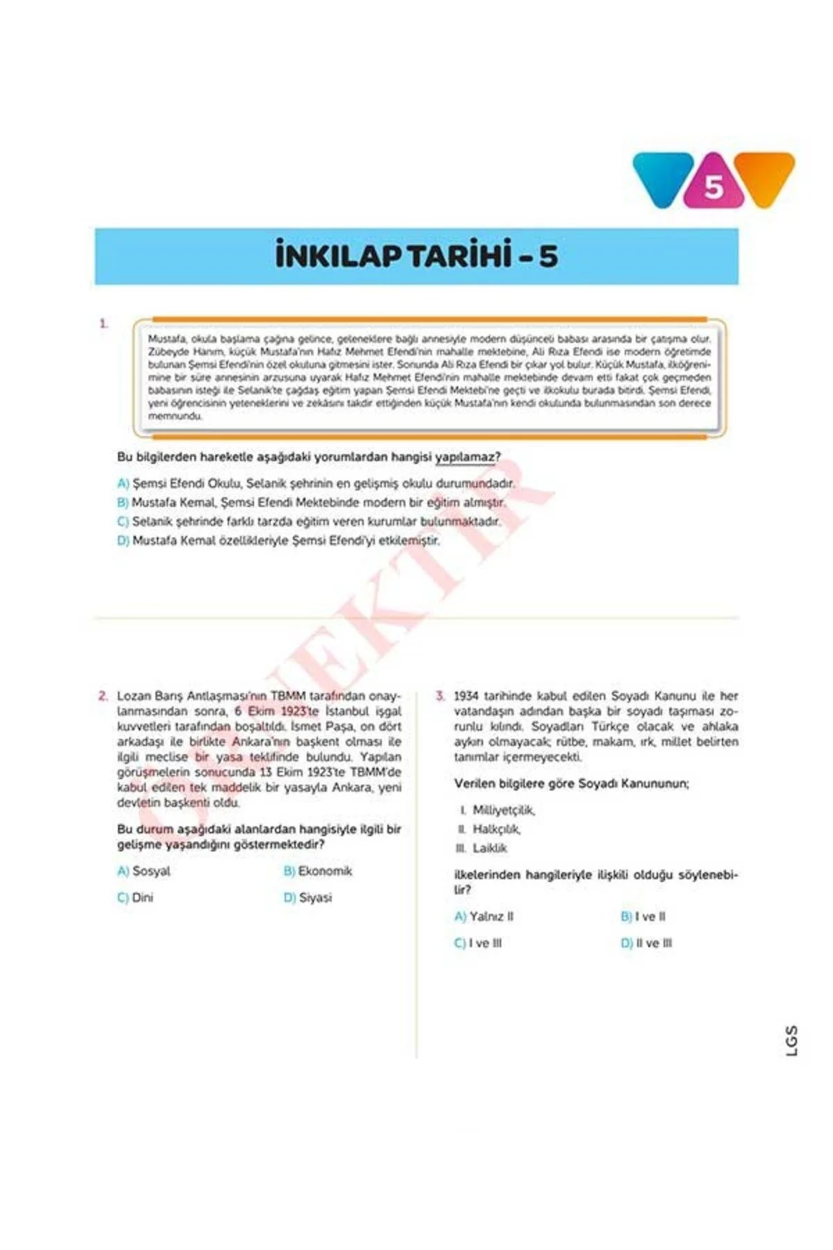 LGS İNKILAP TARİHİ – DİN KÜLTÜRÜ – İNGİLİZCE 10'LU Branş Denemeleri | Video Çözümlü - workwin Görsel 3