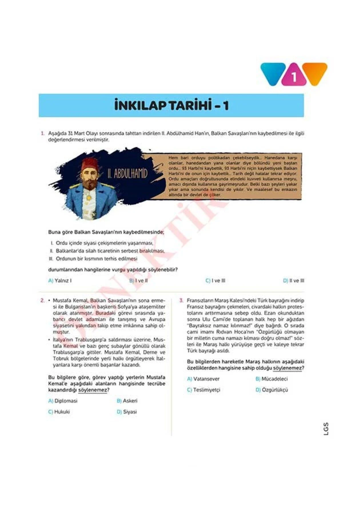 LGS İNKILAP TARİHİ – DİN KÜLTÜRÜ – İNGİLİZCE 10'LU Branş Denemeleri | Video Çözümlü - workwin Görsel 2