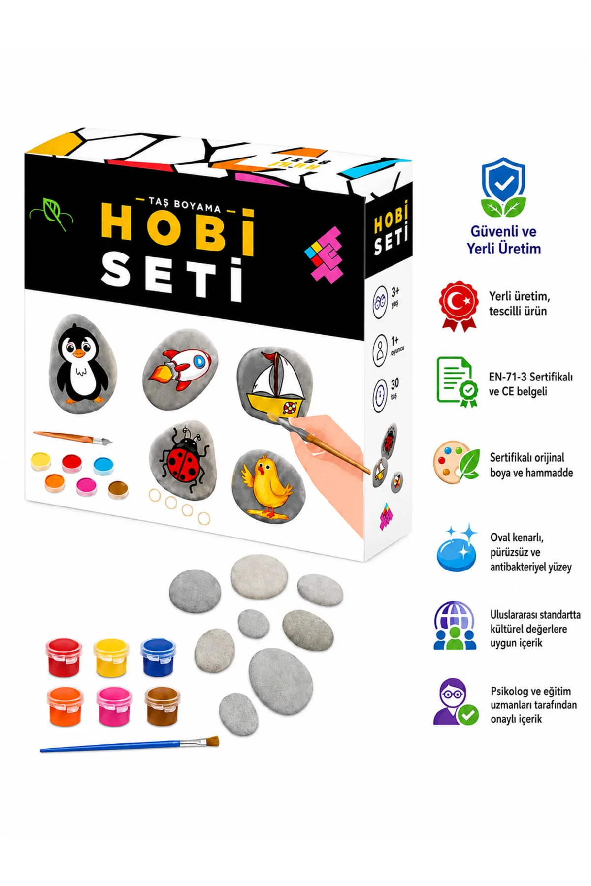 HOBİ SETİ Taş Boyama Seti 3+ Yaş 1+ Oyuncu - Zetzeka Görsel 5