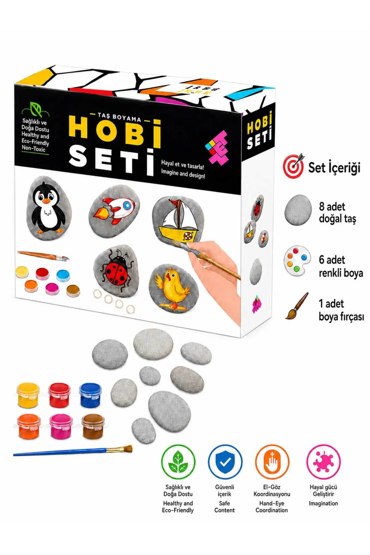 HOBİ SETİ Taş Boyama Seti 3+ Yaş 1+ Oyuncu - Zetzeka Görsel 3