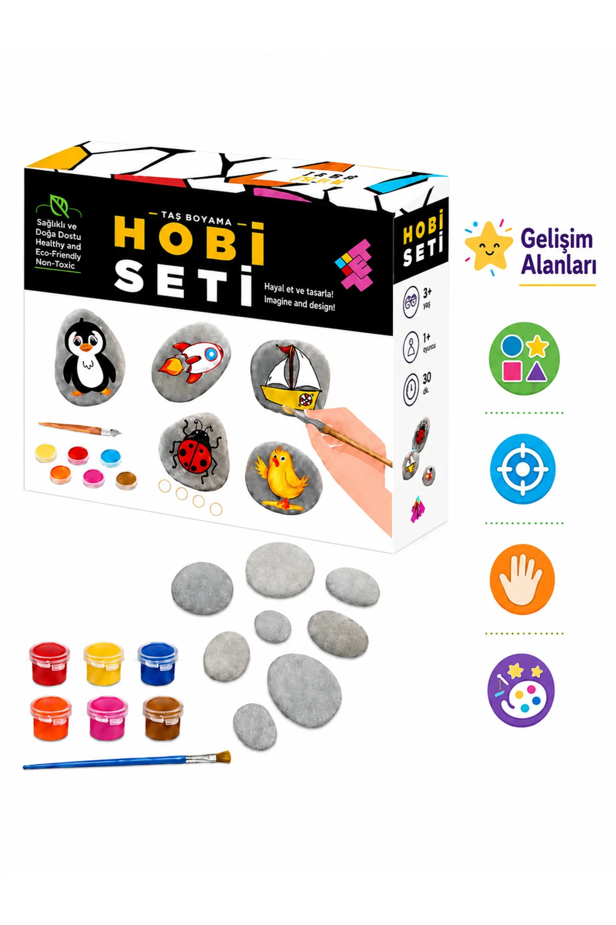 HOBİ SETİ Taş Boyama Seti 3+ Yaş 1+ Oyuncu - Zetzeka Görsel 4
