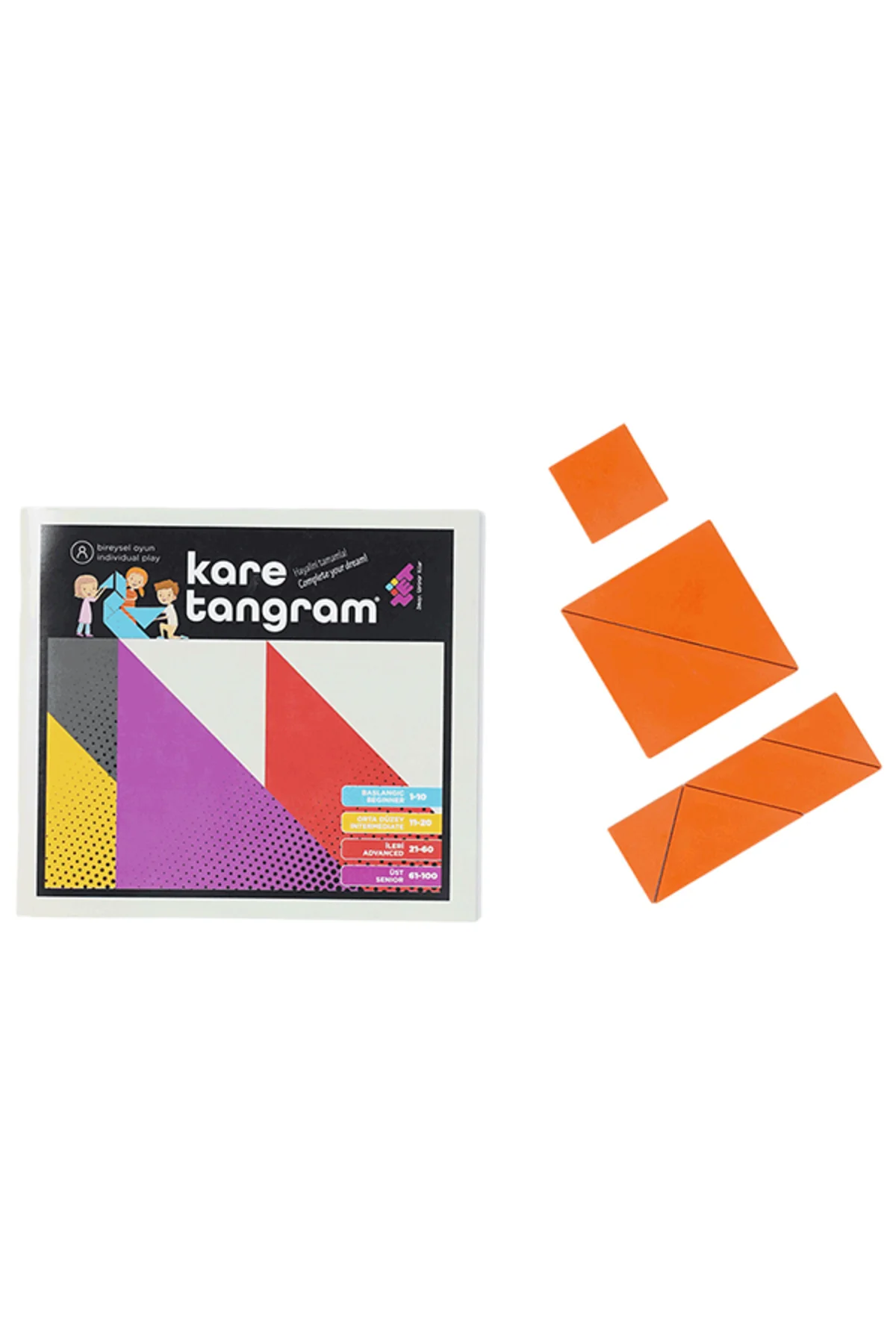 KARE TANGRAM Zeka Oyunu (7 Parça 36 Farklı Şekil) 3+ Yaş 1+ Oyuncu - TÜZDER Görsel 5